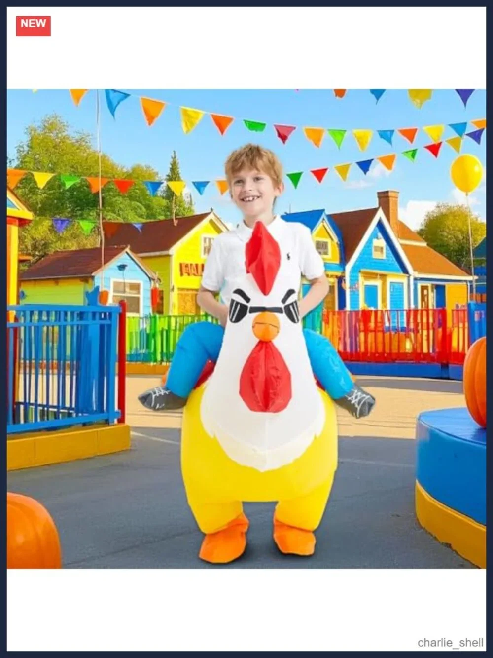Kids Inflatable Chicken Costume Rooster Blow Up Halloween Party Suit
